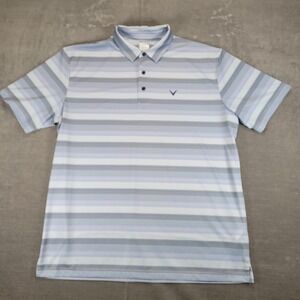 Callaway Opti-Dri Mens Golf Polo Shirt XL Blue Stripe Short Sleeve Performance